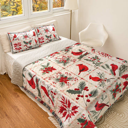 Shineful All Season Quilt 3-Piece Set Gentle Cardinals Lovely