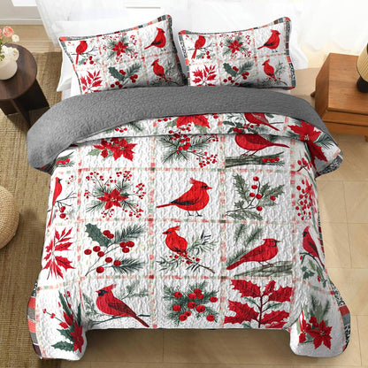 Shineful All Season Quilt 3-Piece Set Gentle Cardinals Lovely