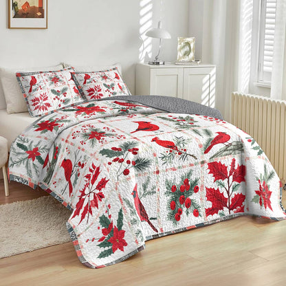 Shineful All Season Quilt 3-Piece Set Gentle Cardinals Lovely