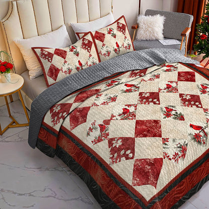 Shineful All Season Quilt 3-Piece Set Vintage Cardinals Love