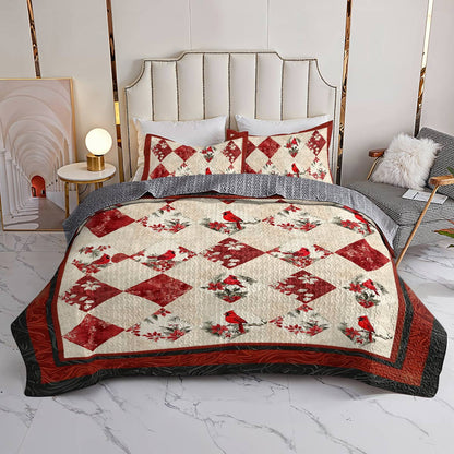 Shineful All Season Quilt 3-Piece Set Vintage Cardinals Love