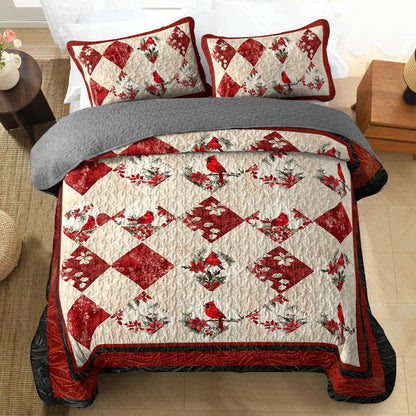 Shineful All Season Quilt 3-Piece Set Vintage Cardinals Love