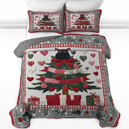 Shineful All Season Quilt 3-Piece Set Pretty Christmas Cats