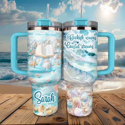 Shineful Personalized Tumbler Bookish Waves Coastal Dreams