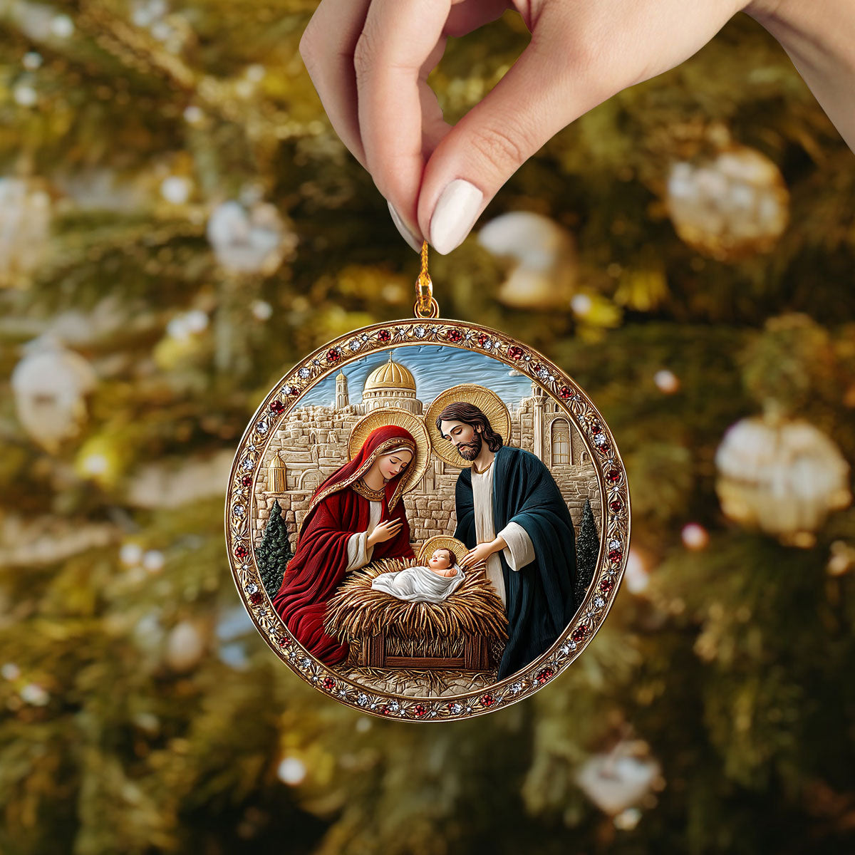 Glänzendes 2D-Ornament aus Acryl – Jerusalems heiliger Segen, Geburt Christi 