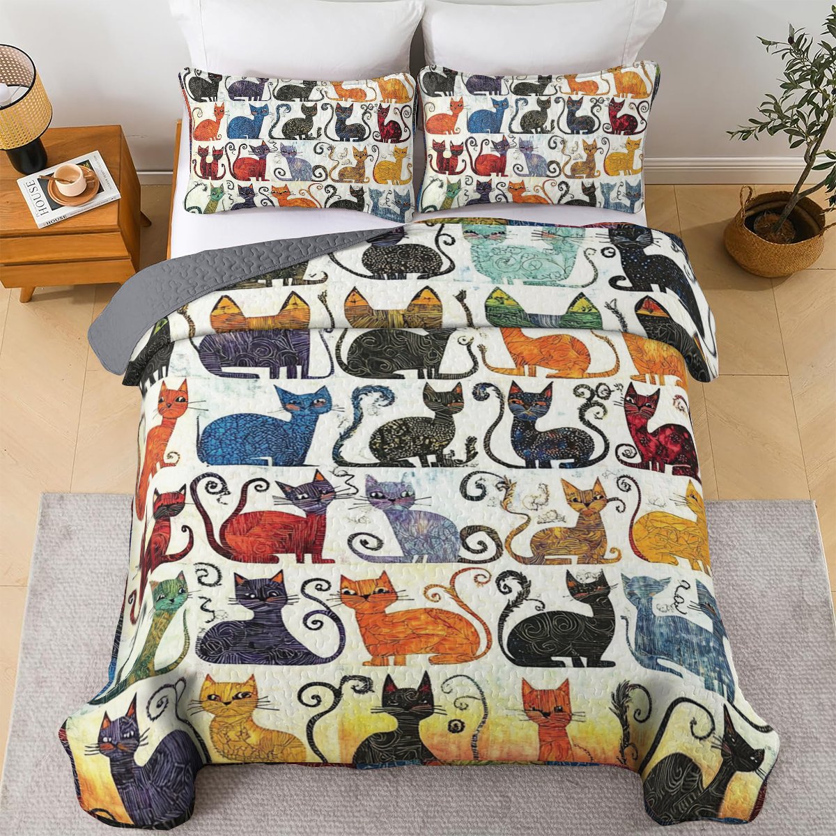 Shineful All Season Quilt 3-Piece Set - Purrfectly Playful Cats