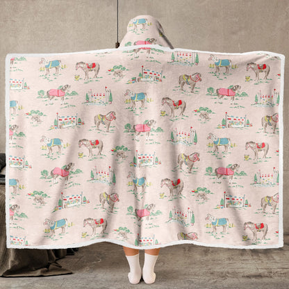 Shineful Wearable Hooded Blanket - Horse Racing