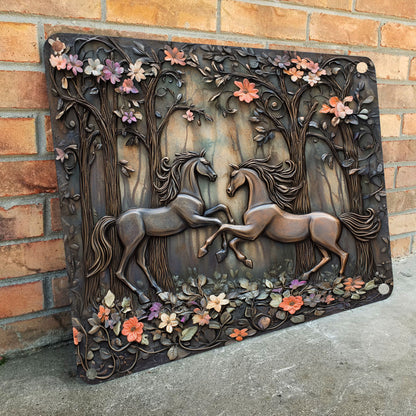 Shineful 2D Metal Sign Horse Duo