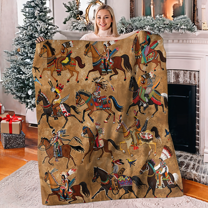 Shineful Fleece Blanket Strength Native Horses