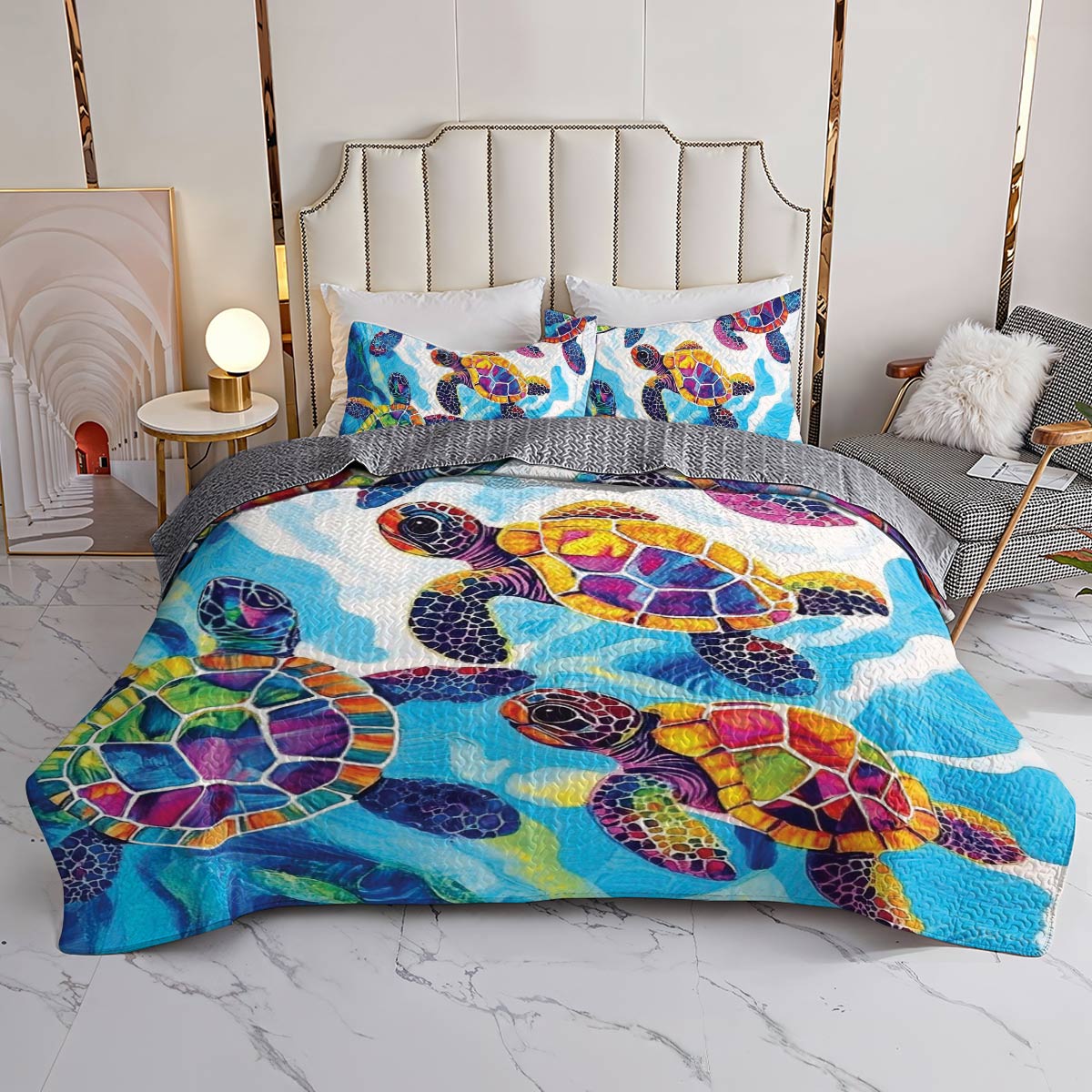 Shineful All Season Quilt 3-Piece Set Sea Turtle Snuggle