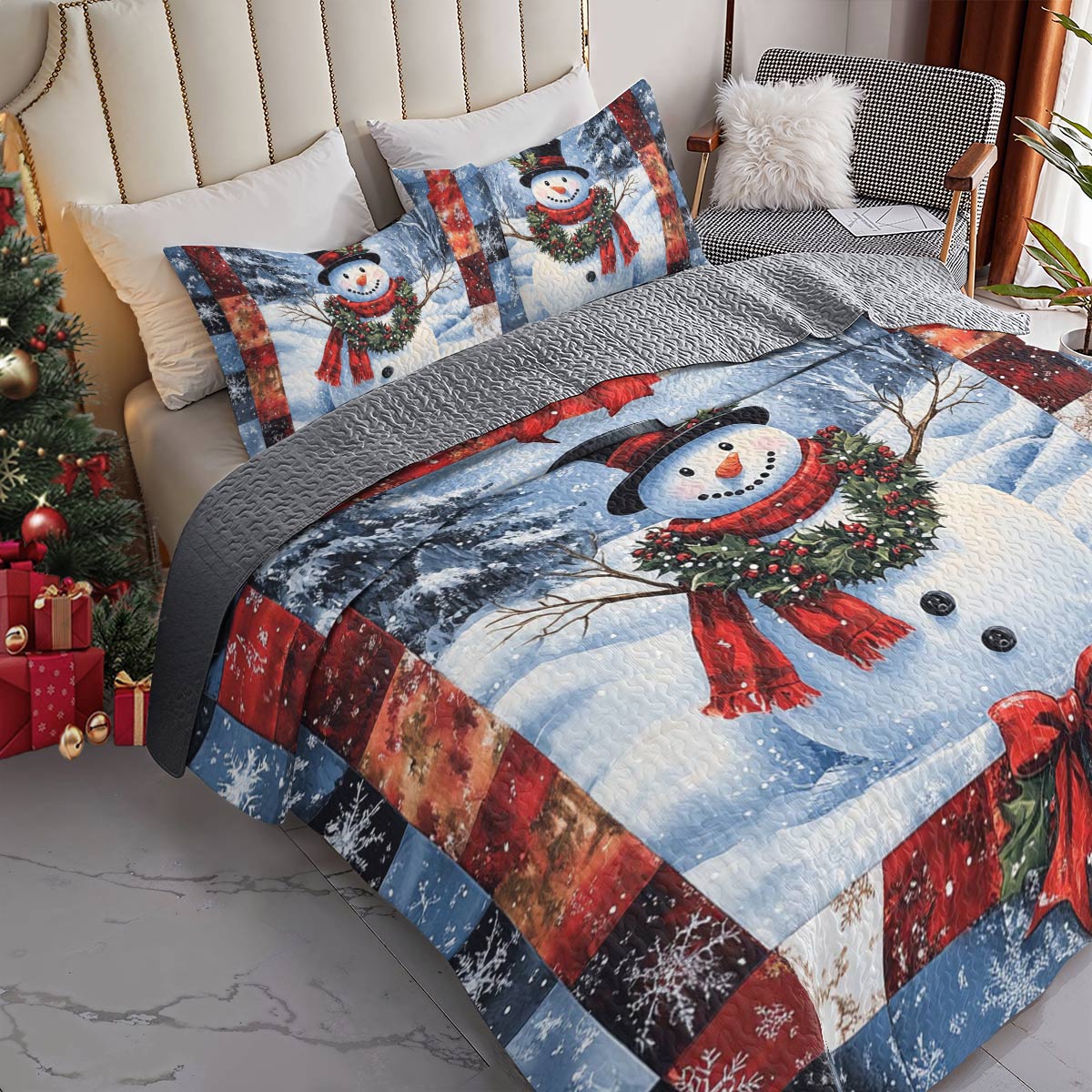 Shineful All Season Quilt 3-Piece Set Snowy Smile