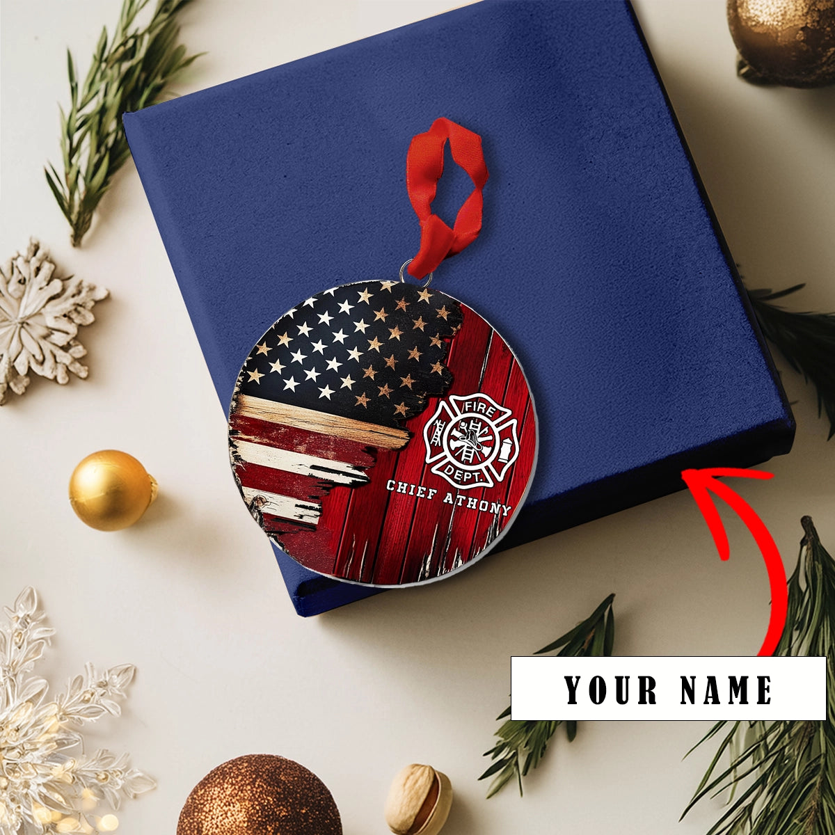 Shineful Acrylic Ornament Personalized Firefighter’s Patriot Pride