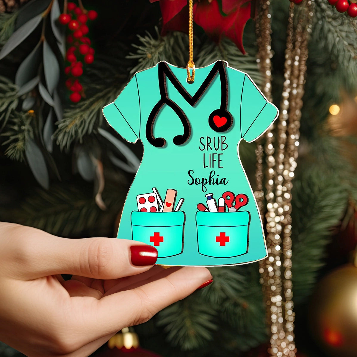 Shineful 2D Acrylic Ornament Personalized Nurse Scrub Life