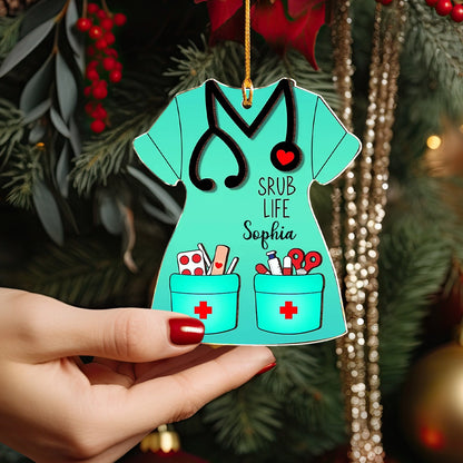 Shineful 2D Acrylic Ornament Personalized Nurse Scrub Life