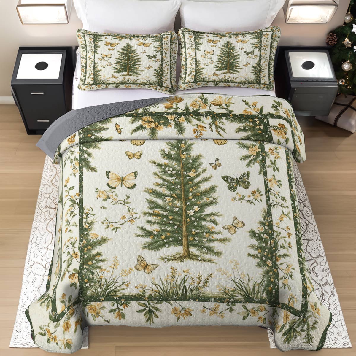 Shineful All Season Quilt 3-teiliges Set Bezaubernde Schmetterlinge Weihnachten