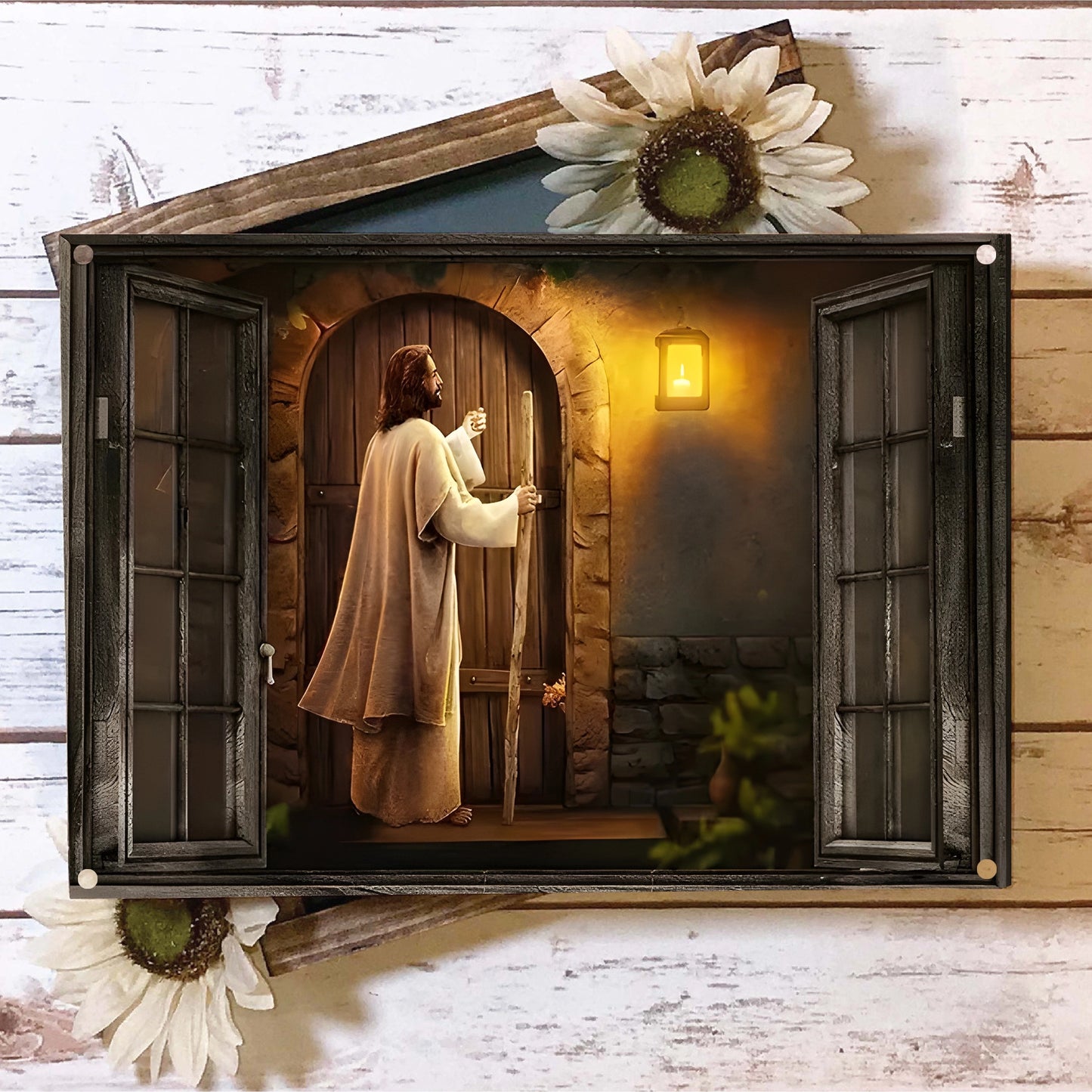 Shineful 2D Metal Sign Jesus Divine Knock