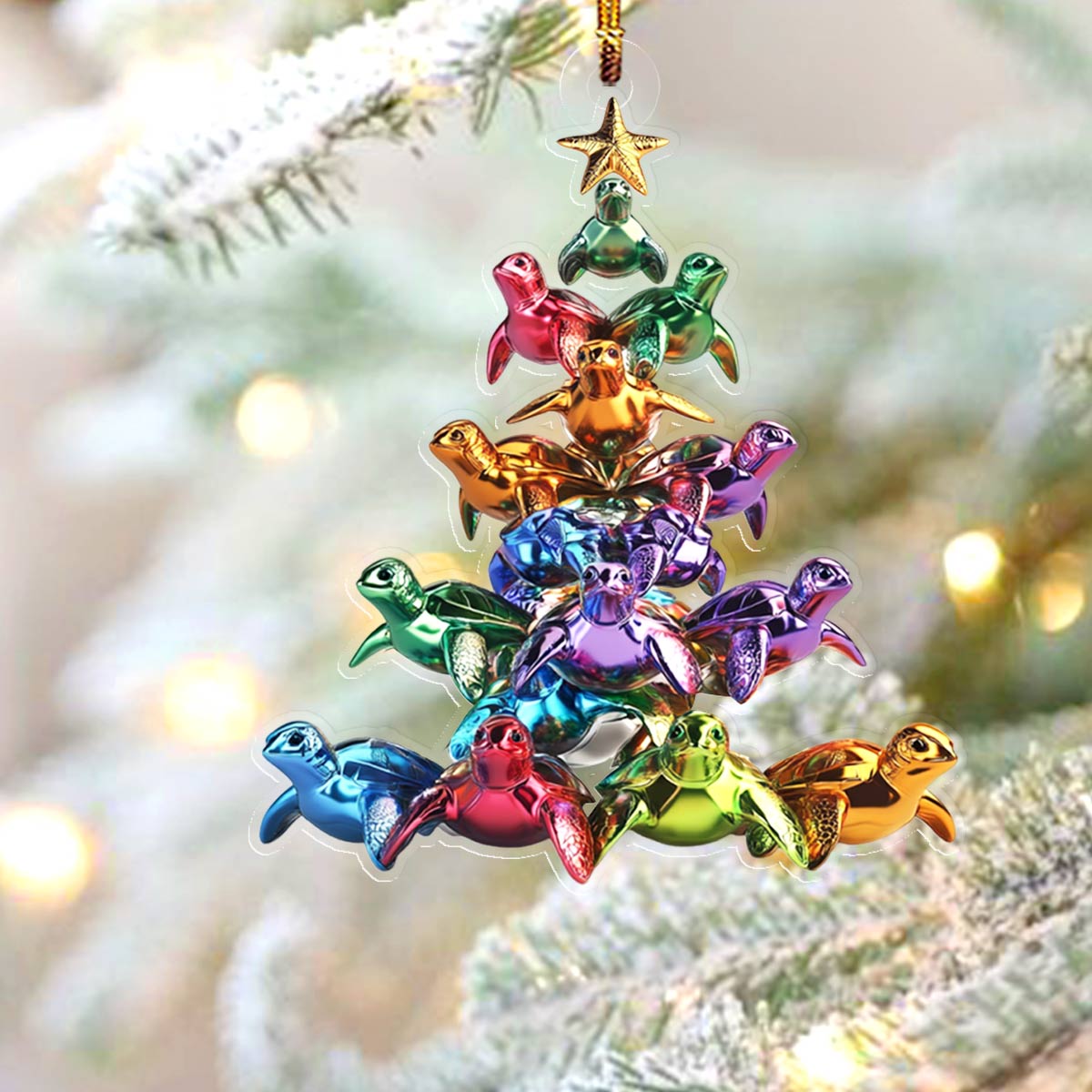 Shineful 2D Acrylic Ornament Amazing Sea Turtles Christmas Tree