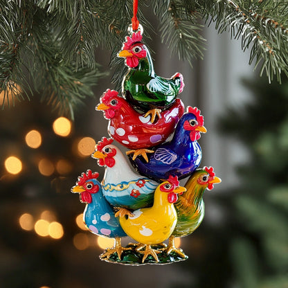 Shineful 2D Acrylic Ornament Chicken Festive Flock Stack