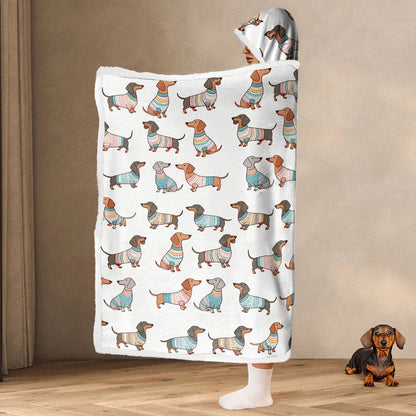 Shineful Wearable Hooded Blanket - Playful dachshund