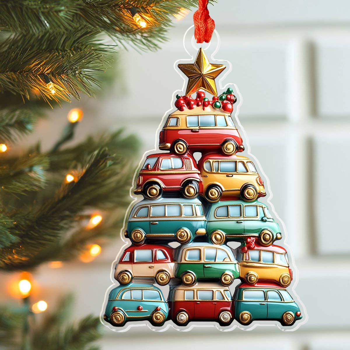 Shineful 2D Acrylic Ornament Camper Christmas Tree