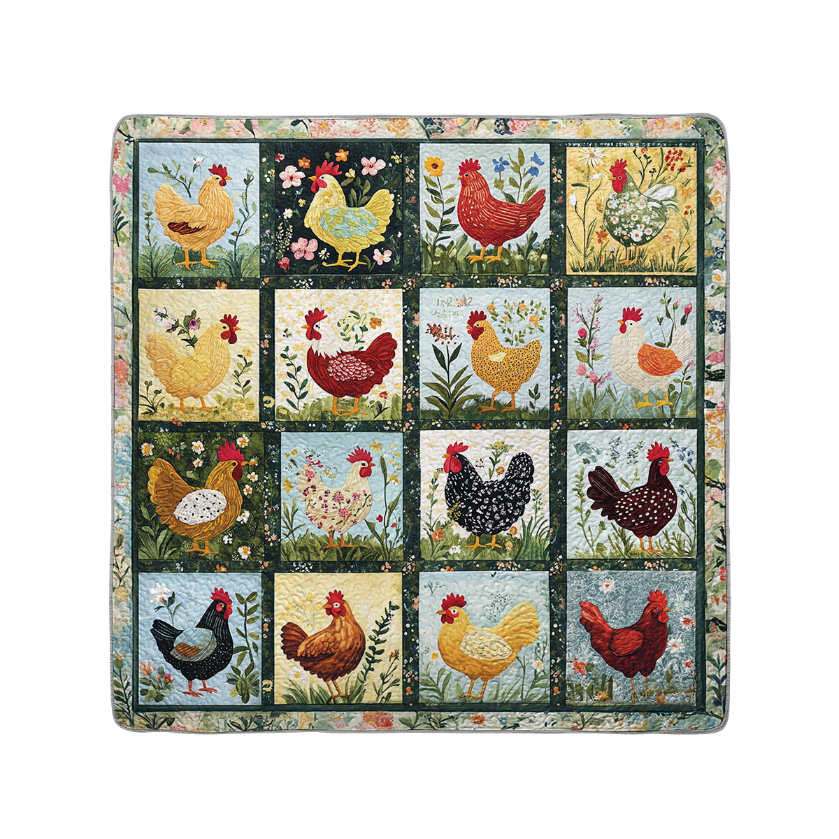 Shineful All Season Quilt 3-teiliges Set Charming Chicken Patchwork