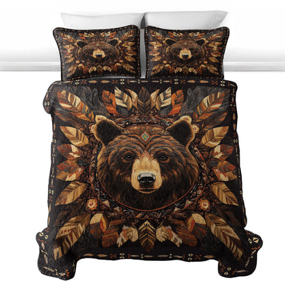 Ensemble de courtepointe toutes saisons Shineful 3 pièces Bear Totem Dream