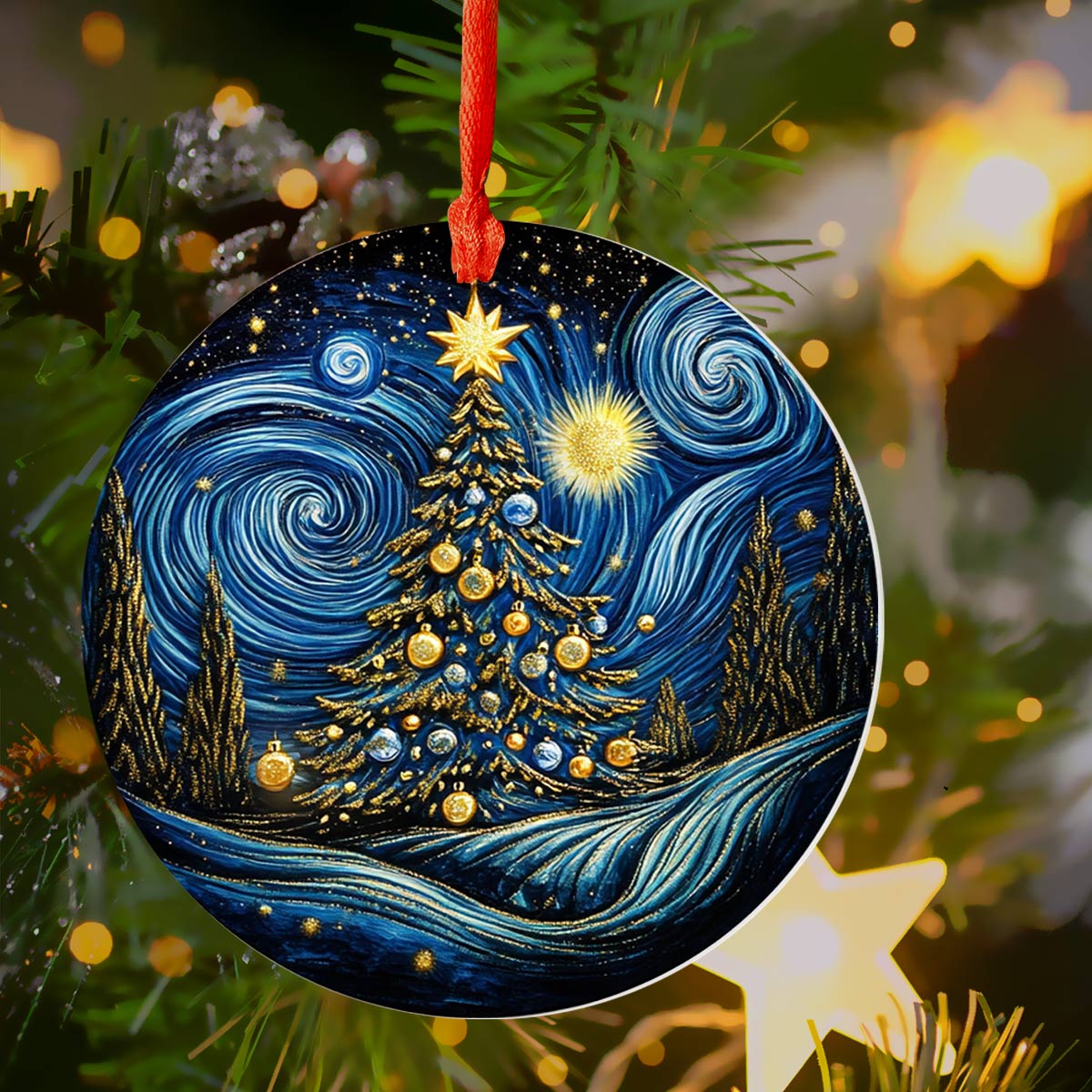 Glänzendes 2D Acrylornament Cosmic Christmas