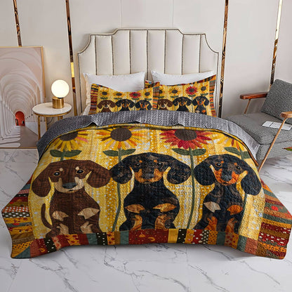 Shineful All Season Quilt 3-Piece Set Sunshine Dachshund