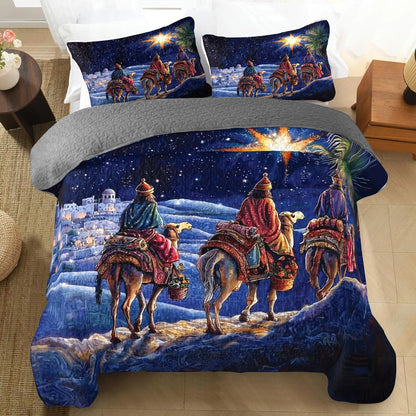 Shineful All Season Quilt 3-Piece Set Journey Of Three Kings To Bethlehem