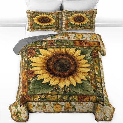 Shineful All Season Quilt 3-Piece Set Golden Sunflower