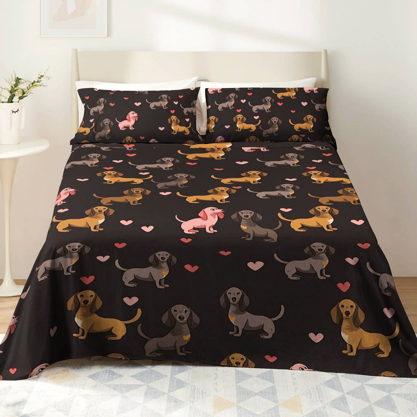 Shineful 4-Piece Bed Sheet Set Lovely Dachshunds