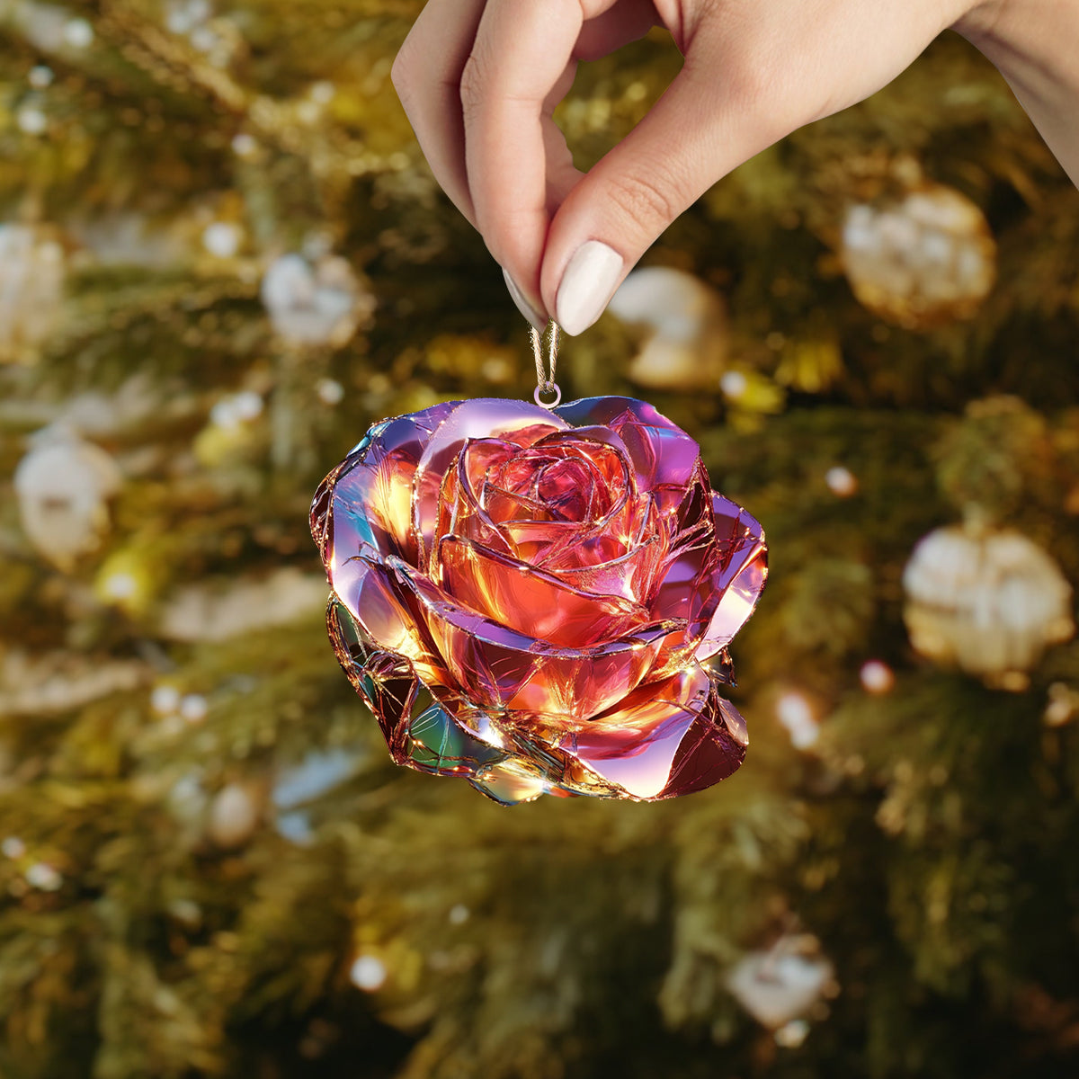 Shineful 2D Acrylic Ornament Stunning Crystal Rose