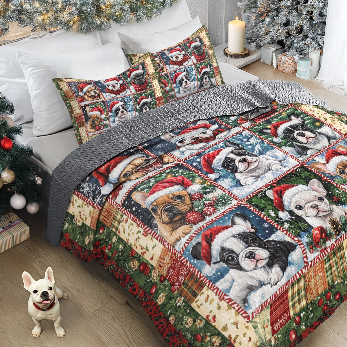 Shineful All Season Quilt 3-Piece Set - Holiday Frenchies