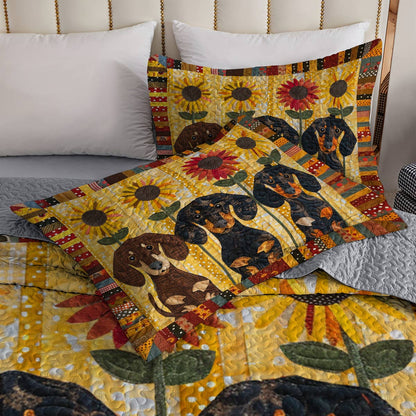 Shineful All Season Quilt 3-Piece Set Sunshine Dachshund