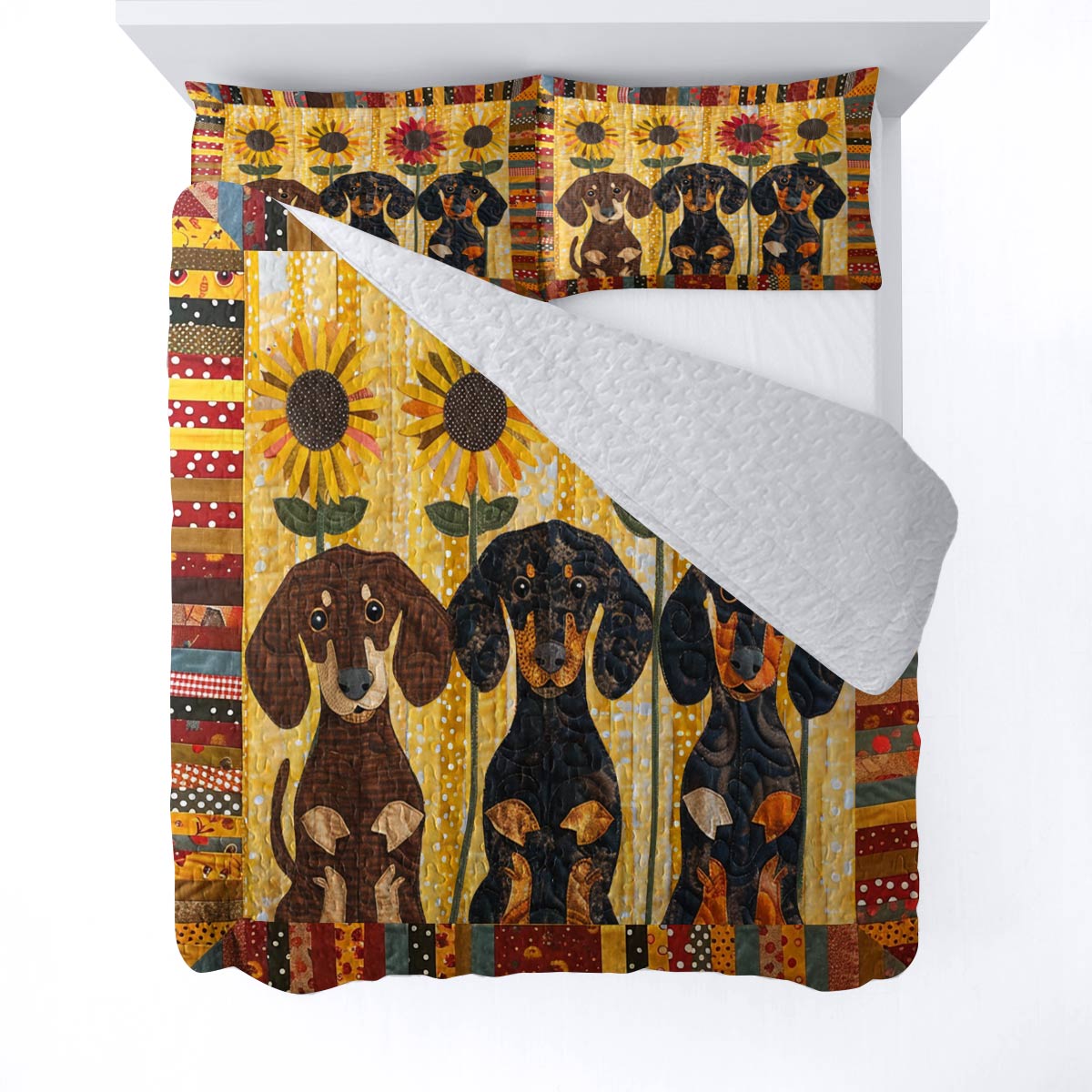 Shineful All Season Quilt 3-Piece Set Sunshine Dachshund