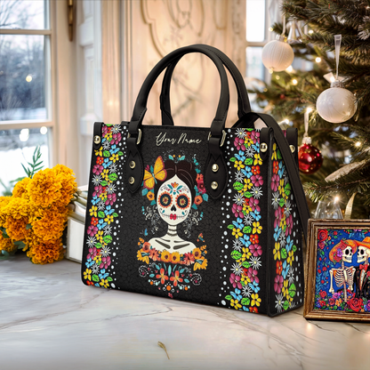 Shineful Leather Bag Floral Skull Celebration