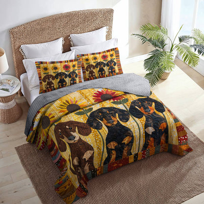 Shineful All Season Quilt 3-Piece Set Sunshine Dachshund