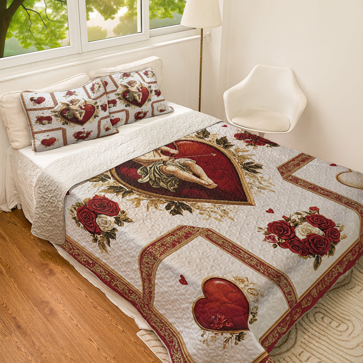 Shineful All Season Quilt 3-Piece Set Romantic Cupid