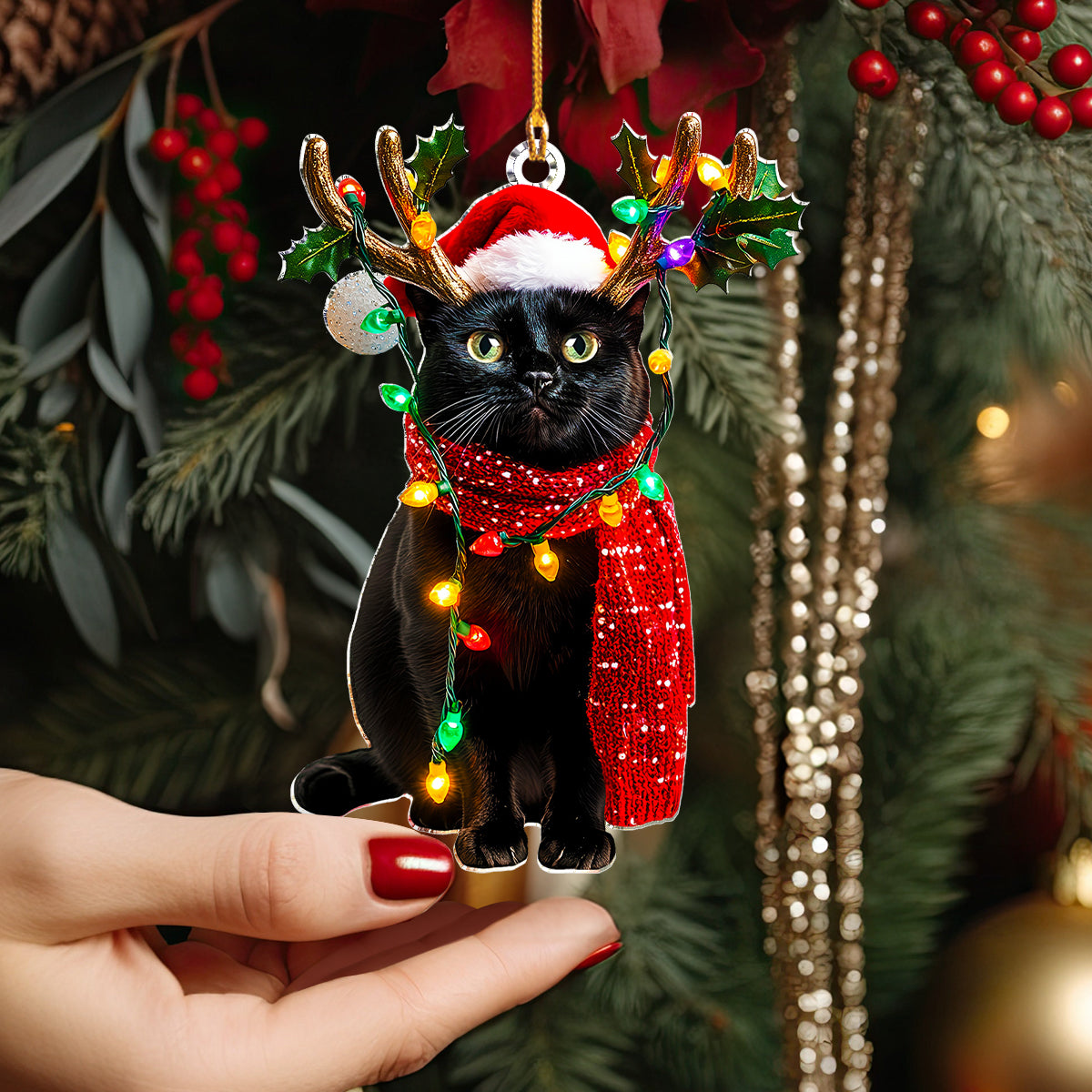 Shineful 2D Acrylic Ornament - Meow-y Christmas