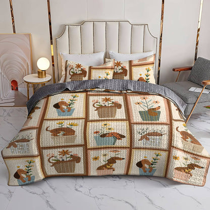 Shineful All Season Quilt 3-Piece Set Amazing Dachshunds