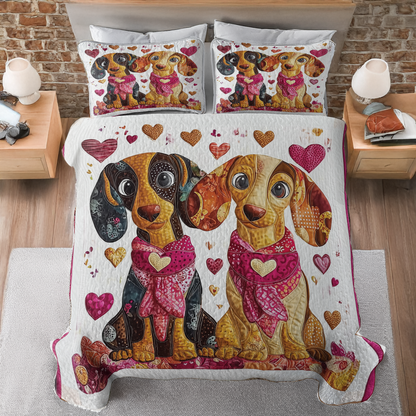 Shineful All Season Quilt 3-Piece Set - Lovely Dachshund