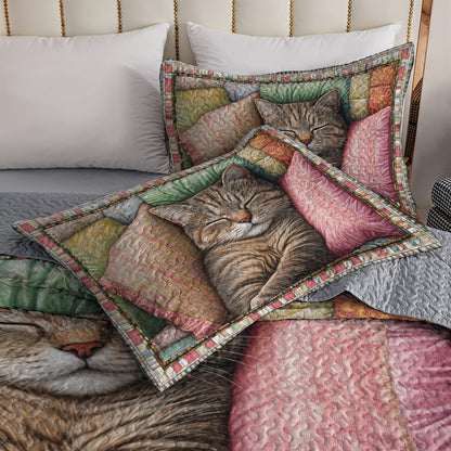 Ensemble de courtepointe toutes saisons Shineful 3 pièces Cozy Cat Dreams