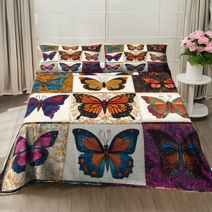 Shineful 4-Piece Bed Sheet Set Vintage Butterflies