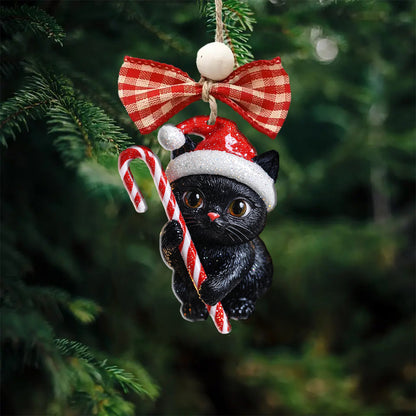 Shineful 2D Acrylic Ornament Christmas Black Cat