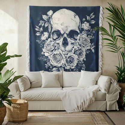 Shineful Woven Tapestry Throw Blanket - Skull Faith Love