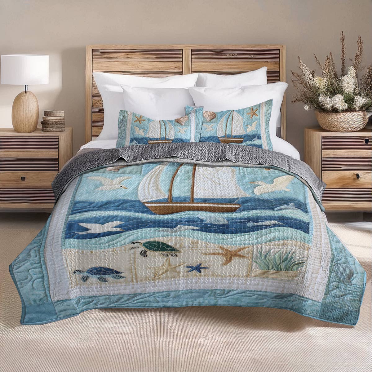 Shineful All Season Quilt 3-Piece Set Ocean Breeze