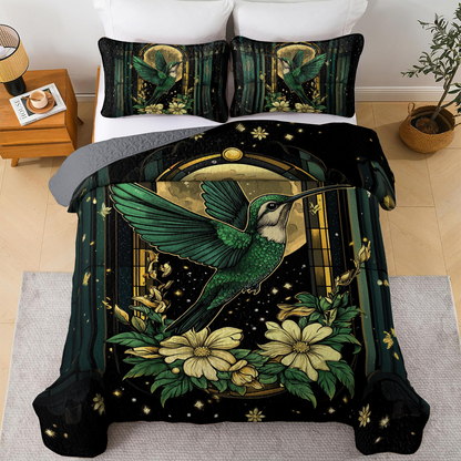 Shineful All Season Quilt 3-Piece Set Moonlit Hummingbird