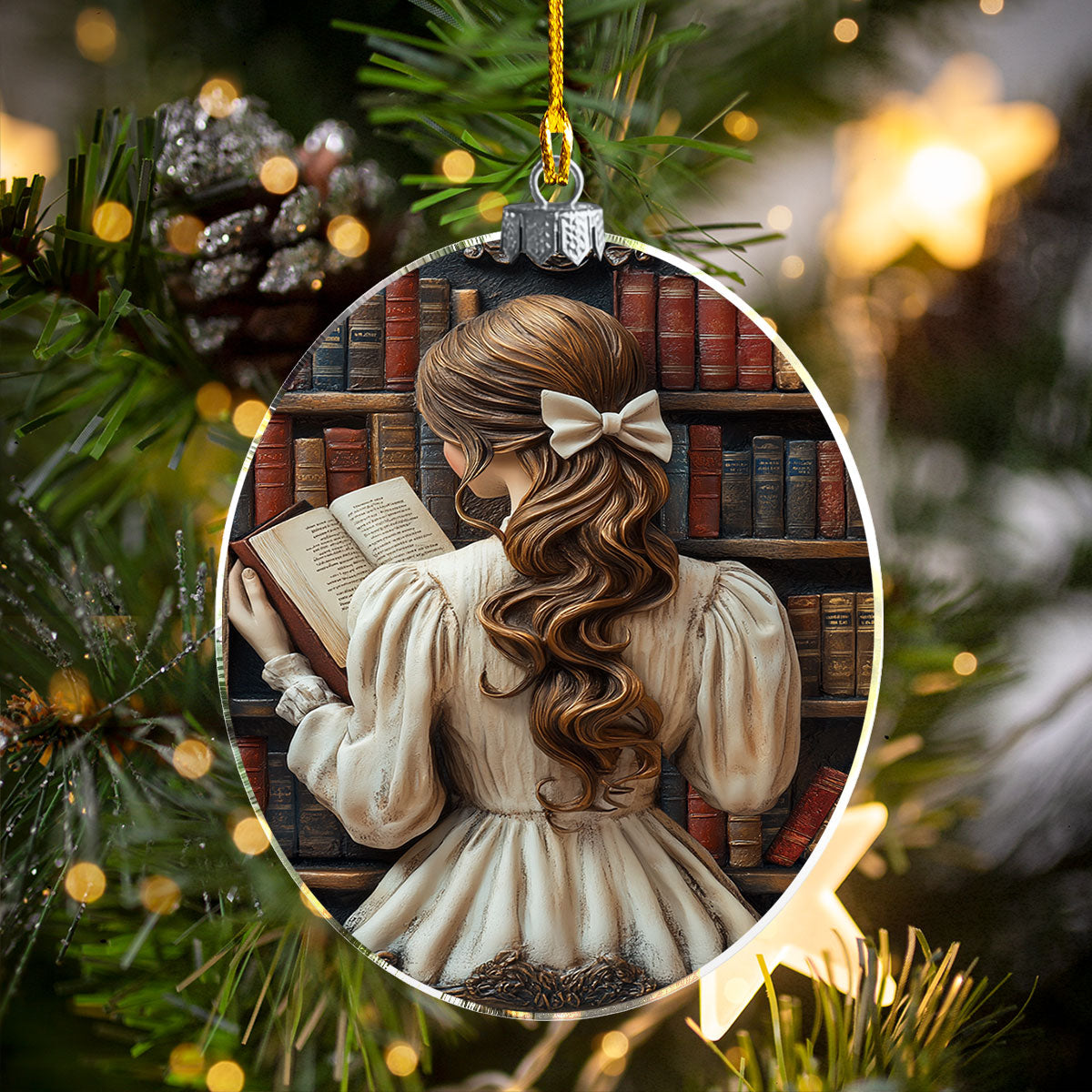 Shineful 2D Acrylic Ornament - Timeless Reader