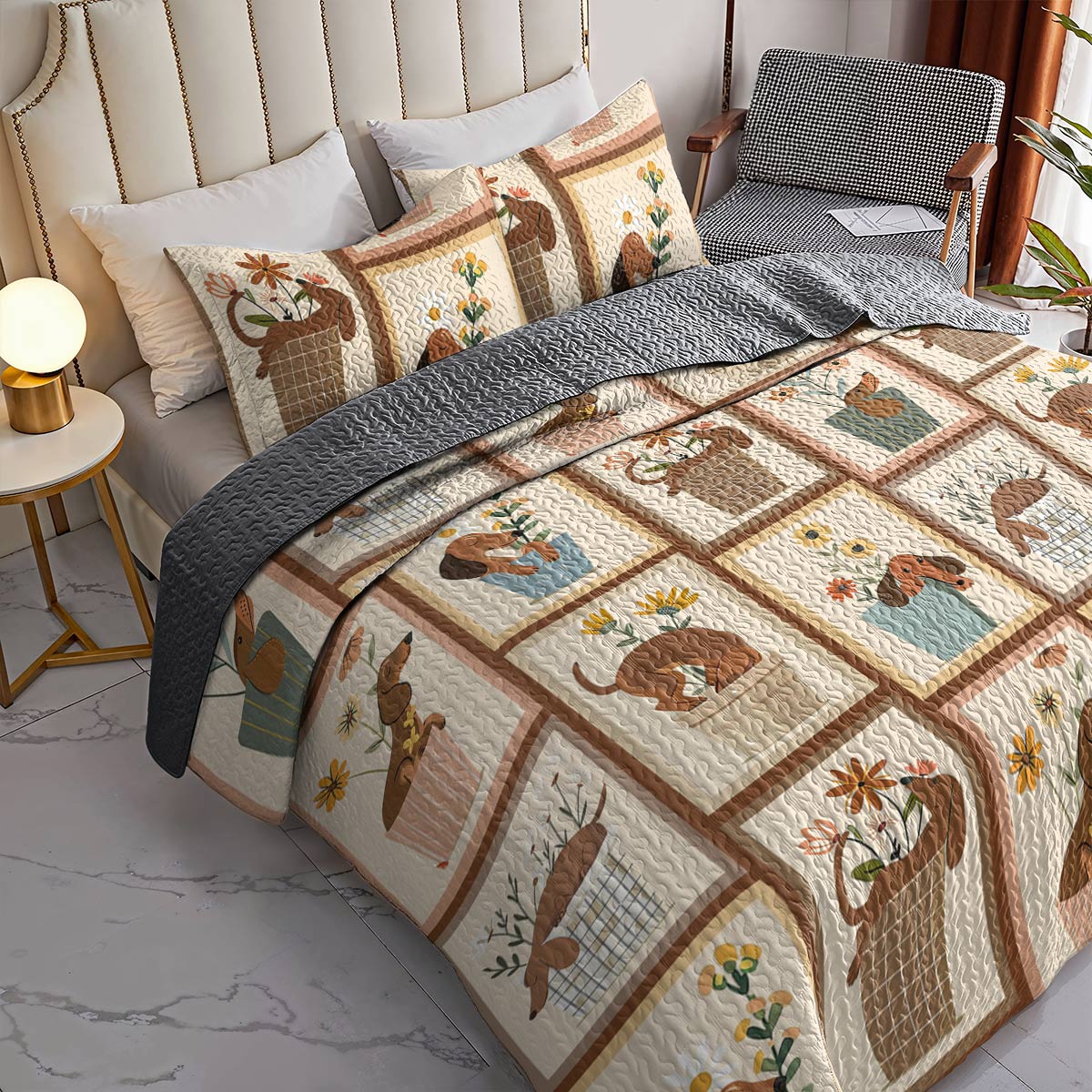 Shineful All Season Quilt 3-Piece Set Amazing Dachshunds