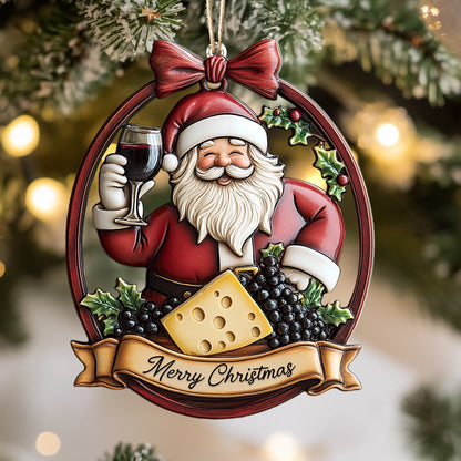 Shineful 2D Acrylic Ornament Santa’s Vino Cheer